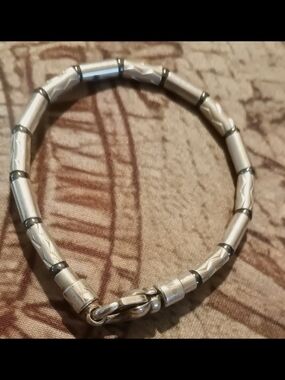 Tiffany & Co Aztec zig zag Hematite gemstone made in Germany size 7.5" Bracelet.